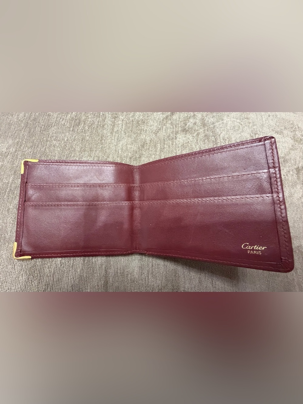 Vintage Cartier Bordeaux Calf Skin Leather Wallet - Picture 2 of 13